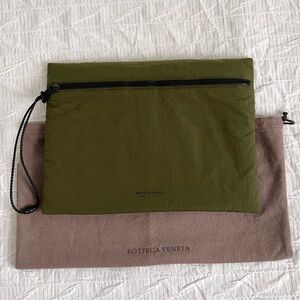 Bottega Veneta Khaki Nylon Pouch